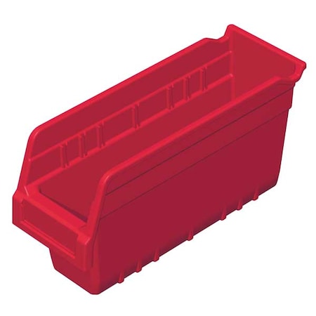 Shelf Storage Bin, Plastic, Red, 6 in H, 4 1/8 in W, 11 5/8 in L MPN:30040RED