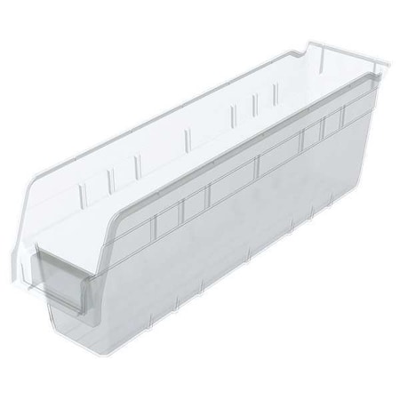 Shelf Storage Bin, Plastic, Clear, 6 in H, 4 1/8 in W, 17 7/8 in L MPN:30048SCLAR