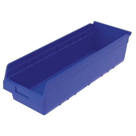 Shelf Storage Bin, Plastic, Blue, 6 in H, 8 3/8 in W, 23 5/8 in L MPN:30084BLUE