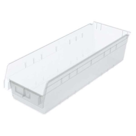 Shelf Storage Bin, Plastic, Clear, 6 in H, 8 3/8 in W, 23 5/8 in L MPN:30084SCLAR
