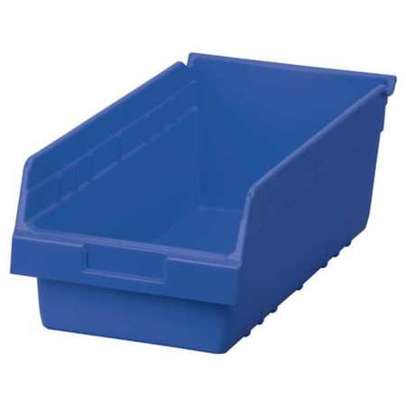 Shelf Storage Bin, Plastic, Blue, 6 in H, 8 3/8 in W, 17 7/8 in L MPN:30088BLUE