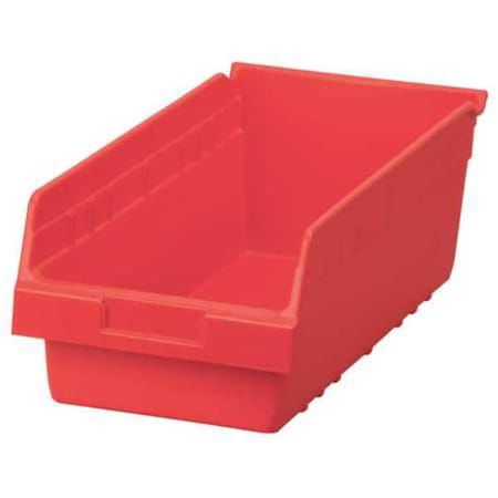 Shelf Storage Bin, Plastic, Red, 6 in H, 8 3/8 in W, 17 7/8 in L MPN:30088RED