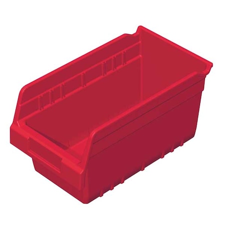Shelf Storage Bin, Plastic, Red, 6 in H, 6 5/8 in W, 11 5/8 in L MPN:30090RED