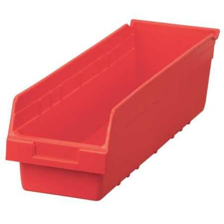 Shelf Storage Bin, Plastic, Red, 6 in H, 6 5/8 in W, 23 5/8 in L MPN:30094RED