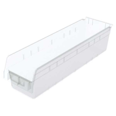 Shelf Storage Bin, Plastic, Clear, 6 in H, 6 5/8 in W, 23 5/8 in L MPN:30094SCLAR