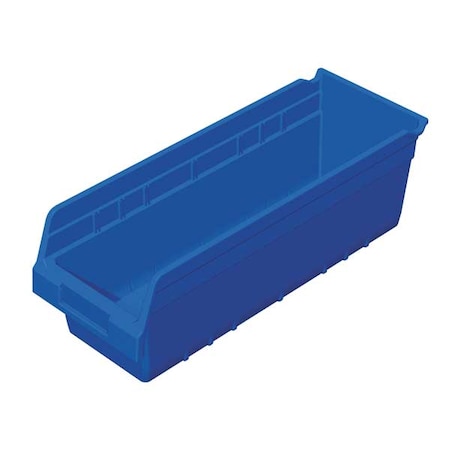 Shelf Storage Bin, Plastic, Blue, 6 in H, 6 5/8 in W, 17 7/8 in L MPN:30098BLUE
