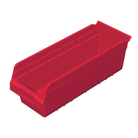 Shelf Storage Bin, Plastic, Red, 6 in H, 6 5/8 in W, 17 7/8 in L MPN:30098RED