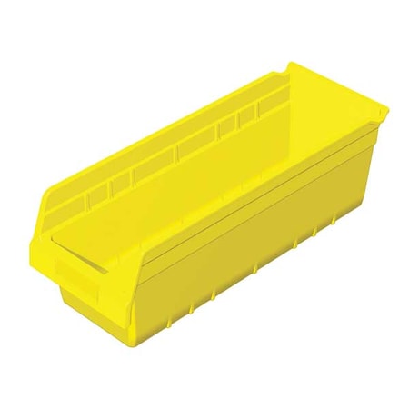 Shelf Storage Bin, Plastic, Yellow, 6 in H, 6 5/8 in W, 17 7/8 in L MPN:30098YELLO