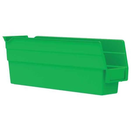Shelf Storage Bin, Plastic, Green, 4 in H, 2 3/4 in W, 11 5/8 in L MPN:30110GREEN