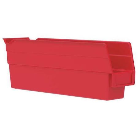 Shelf Storage Bin, Plastic, Red, 4 in H, 2 3/4 in W, 11 5/8 in L MPN:30110RED