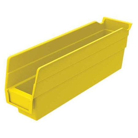 Shelf Storage Bin, Plastic, Yellow, 4 in H, 2 3/4 in W, 11 5/8 in L MPN:30110YELLO