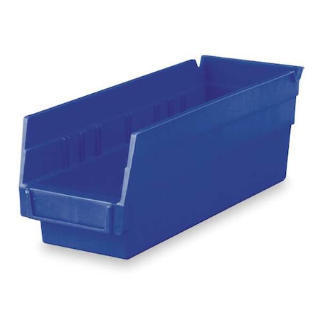 Shelf Storage Bin, Plastic, 4 1/8 in W x 4 in H x 11 5/8 in L, Blue MPN:30120BLUE