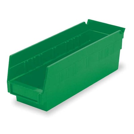 Shelf Storage Bin, Plastic, 4-1/8 in W x 4 in H x 11-5/8 in L, Green MPN:30120GREEN