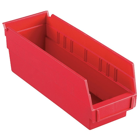 Shelf Storage Bin, Plastic, 4-1/8 in W x 4 in H x 11-5/8 in L, Red MPN:30120RED