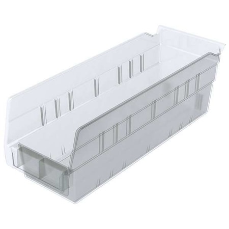 Shelf Storage Bin, Plastic, 4-1/8 in W x 4 in H x 11-5/8 in L, Clear MPN:30120SCLAR