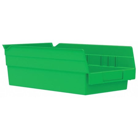 Shelf Storage Bin, Plastic, Green, 4 in H, 6 5/8 in W, 11 5/8 in L MPN:30130GREEN