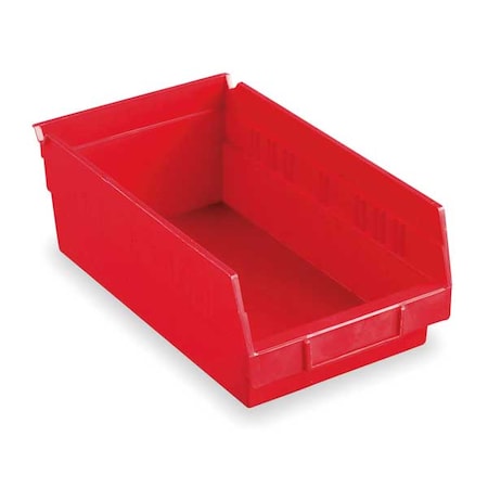 Shelf Storage Bin, Plastic, Red, 4 in H, 6 5/8 in W, 11 5/8 in L MPN:30130RED