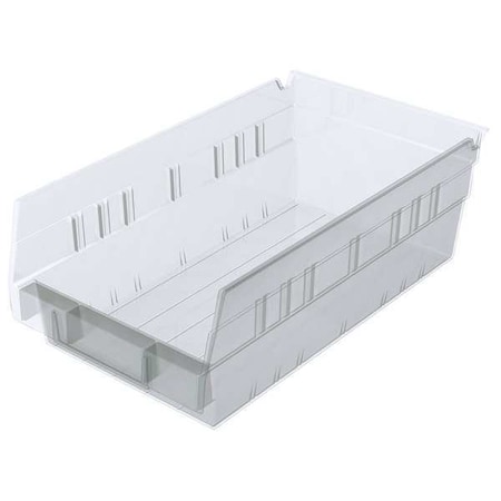 Shelf Storage Bin, Plastic, Clear, 4 in H, 6 5/8 in W, 11 5/8 in L MPN:30130SCLAR