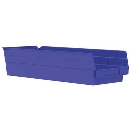 Shelf Storage Bin, Plastic, 6-5/8 in W x 17-7/8 in L x 4 in H, Blue MPN:30138BLUE
