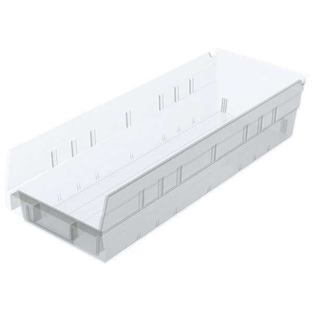Shelf Storage Bin, Plastic, Clear, 4 in H, 6 5/8 in W, 17 7/8 in L MPN:30138SCLAR