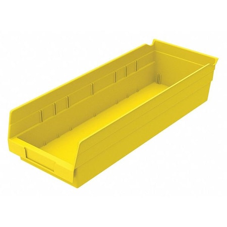 Shelf Storage Bin, 6-5/8 in W x 17-7/8 in L x 4 in H, 20 lb Load Capacity, Yellow, Plastic MPN:30138YELLO