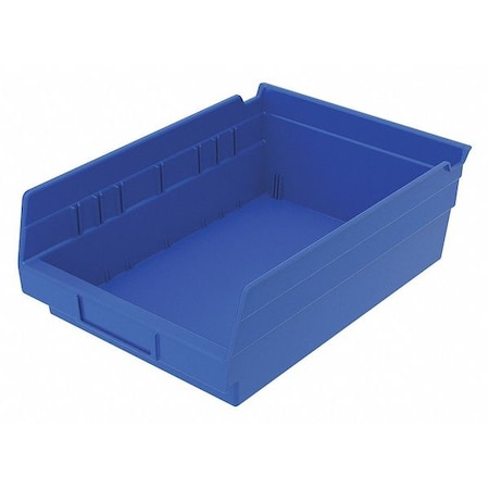 Shelf Storage Bin, Plastic, Blue, 4 in H, 8 3/8 in W, 11 5/8 in L MPN:30150BLUE