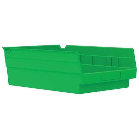 Shelf Storage Bin, Plastic, Green, 4 in H, 8 3/8 in W, 11 5/8 in L MPN:30150GREEN