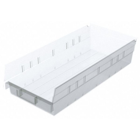 Shelf Storage Bin, Plastic, Clear, 4 in H, 8 1/8 in W, 17 7/8 in L MPN:30158SCLAR