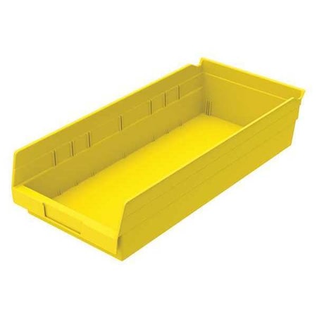 Shelf Storage Bin, Plastic, Yellow, 4 in H, 8 3/8 in W, 17 7/8 in L MPN:30158YELLO