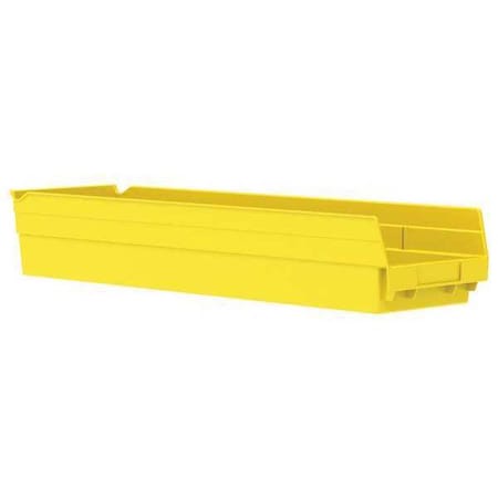 Shelf Storage Bin, Plastic, Yellow, 4 in H, 6 5/8 in W, 23 5/8 in L MPN:30164YELLO
