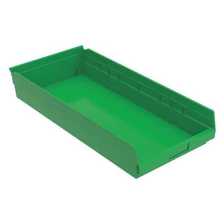 Shelf Storage Bin, Plastic, Green, 4 in H, 11 1/8 in W, 23 5/8 in L MPN:30174GREEN