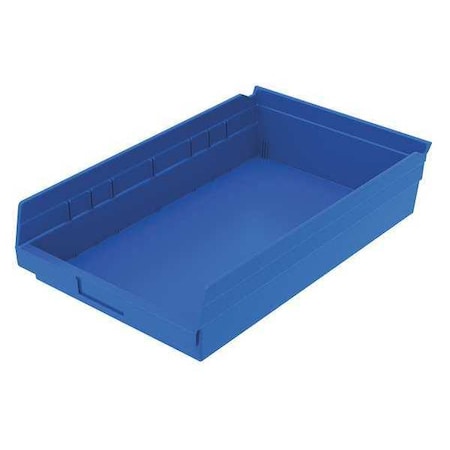 Shelf Storage Bin, Plastic, Blue, 4 in H, 11 1/8 in W, 17 7/8 in L MPN:30178BLUE