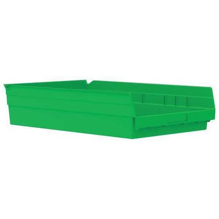 Shelf Storage Bin, Plastic, Green, 4 in H, 11 1/8 in W, 17 7/8 in L MPN:30178GREEN
