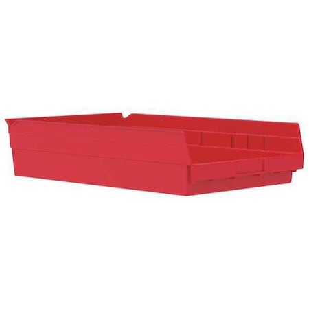 Shelf Storage Bin, Plastic, Red, 4 in H, 11 1/8 in W, 17 7/8 in L MPN:30178RED