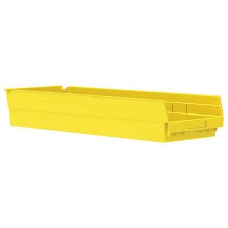 Shelf Storage Bin, Plastic, Yellow, 4 in H, 8 3/8 in W, 23 5/8 in L MPN:30184YELLO