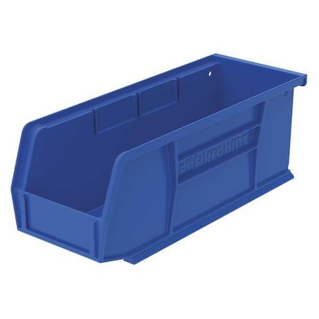 Hang & Stack Storage Bin, Plastic, Blue, 4 in H, 4 1/8 in W, 10 7/8 in L MPN:30224BLUE