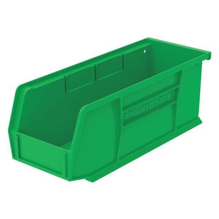 Hang & Stack Storage Bin, Plastic, Green, 4 in H, 4 1/8 in W, 10 7/8 in L MPN:30224GREEN