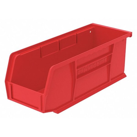 Hang & Stack Storage Bin, Plastic, Red, 4 in H, 4 1/8 in W, 10 7/8 in L MPN:30224RED