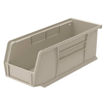 Hang & Stack Storage Bin, Plastic, Beige, 4 in H, 4 1/8 in W, 10 7/8 in L MPN:30224STONE
