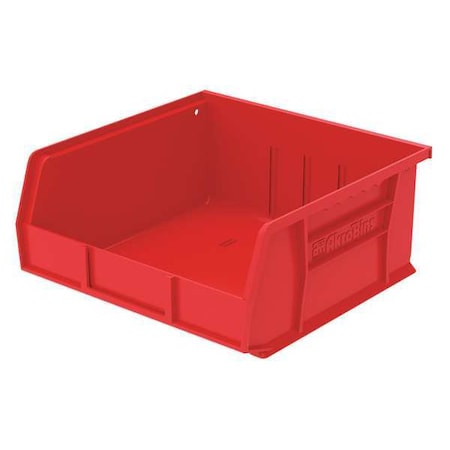 Hang & Stack Storage Bin, 11 in W x 10-7/8 in L x 5 in H, 50 lb Load Capacity, Red, Plastic MPN:30235RED