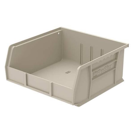 Hang & Stack Storage Bin, 11 in W x 10-7/8 in L x 5 in H, 50 lb Load Capacity, Stone, Plastic MPN:30235STONE