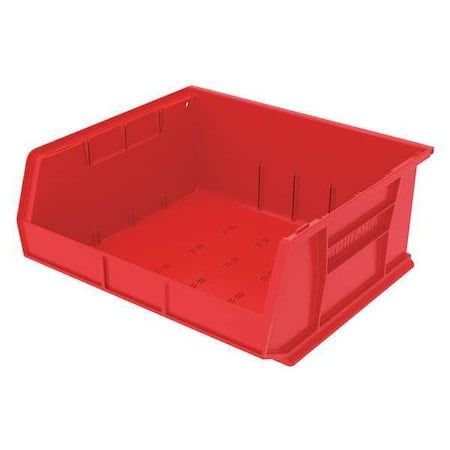 Hang & Stack Storage Bin, 16-1/2 in W x 14-3/4 in L x 7 in H, 75 lb Load Capacity, Red, Plastic MPN:30250RED