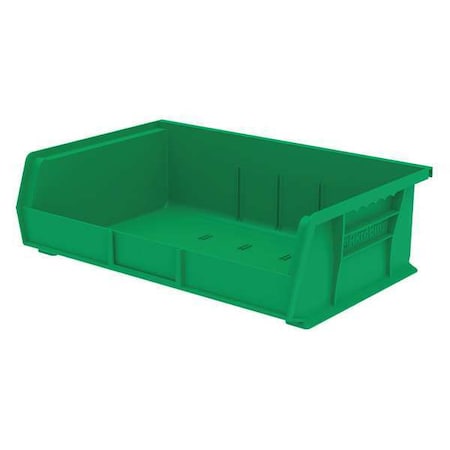 Hang & Stack Storage Bin, Plastic, Green, 5 in H, 16 1/2 in W, 10 7/8 in L MPN:30255GREEN