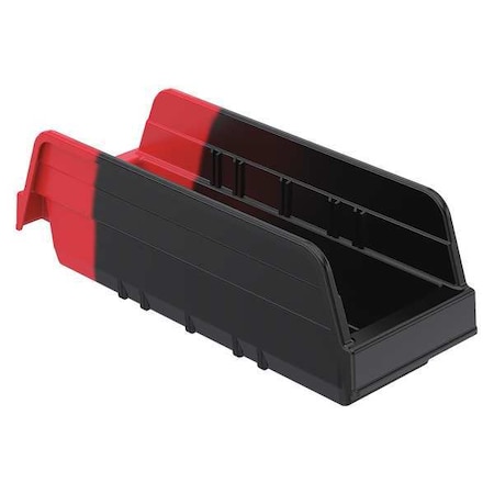 Shelf Storage Bin, Plastic, Black/Red, 4 in H, 4 1/4 in W, 11 5/8 in L MPN:36442BLKRED