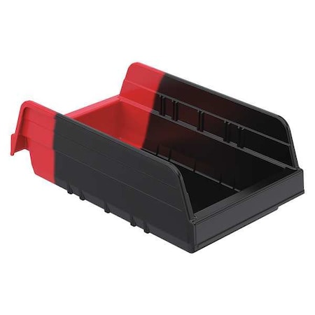 Shelf Storage Bin, Plastic, Black/Red, 4 in H, 6 3/4 in W, 11 5/8 in L MPN:36462BLKRED