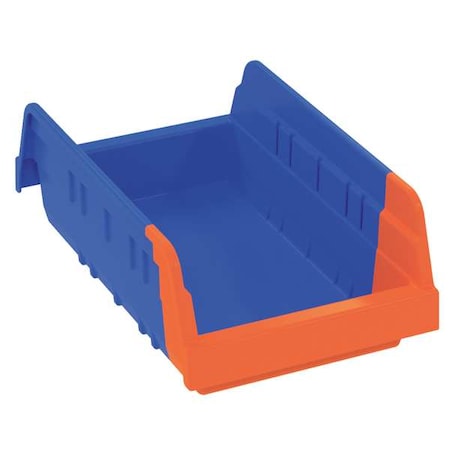 Shelf Storage Bin, Plastic, Blue/Orange, 4 in H, 6 3/4 in W, 11 5/8 in L MPN:36462BLUE