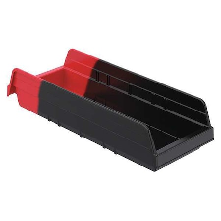 Shelf Storage Bin, Plastic, Black/Red, 4 in H, 6 5/8 in W, 17 7/8 in L MPN:36468BLKRED