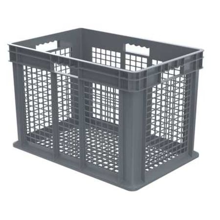 Vented & Stackable Straight Wall Storage Container, 26.6 gal, Gray, Industrial Grade Polymer MPN:37616GREY