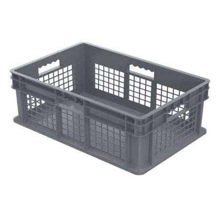 Vented & Stackable Straight Wall Storage Container, 13.3 gal, Gray, Industrial Grade Polymer MPN:37678GREY