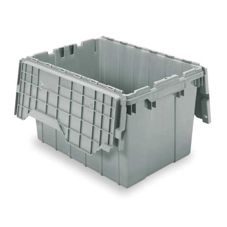 12 gal Attached Lid Container, Gray, Plastic, Steel Hinge, 21 1/2 in L x 15 1/4 in W x 12 1/2 in H MPN:39120